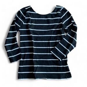 Zara Black and White striped 3/4 scoop back tight shirt